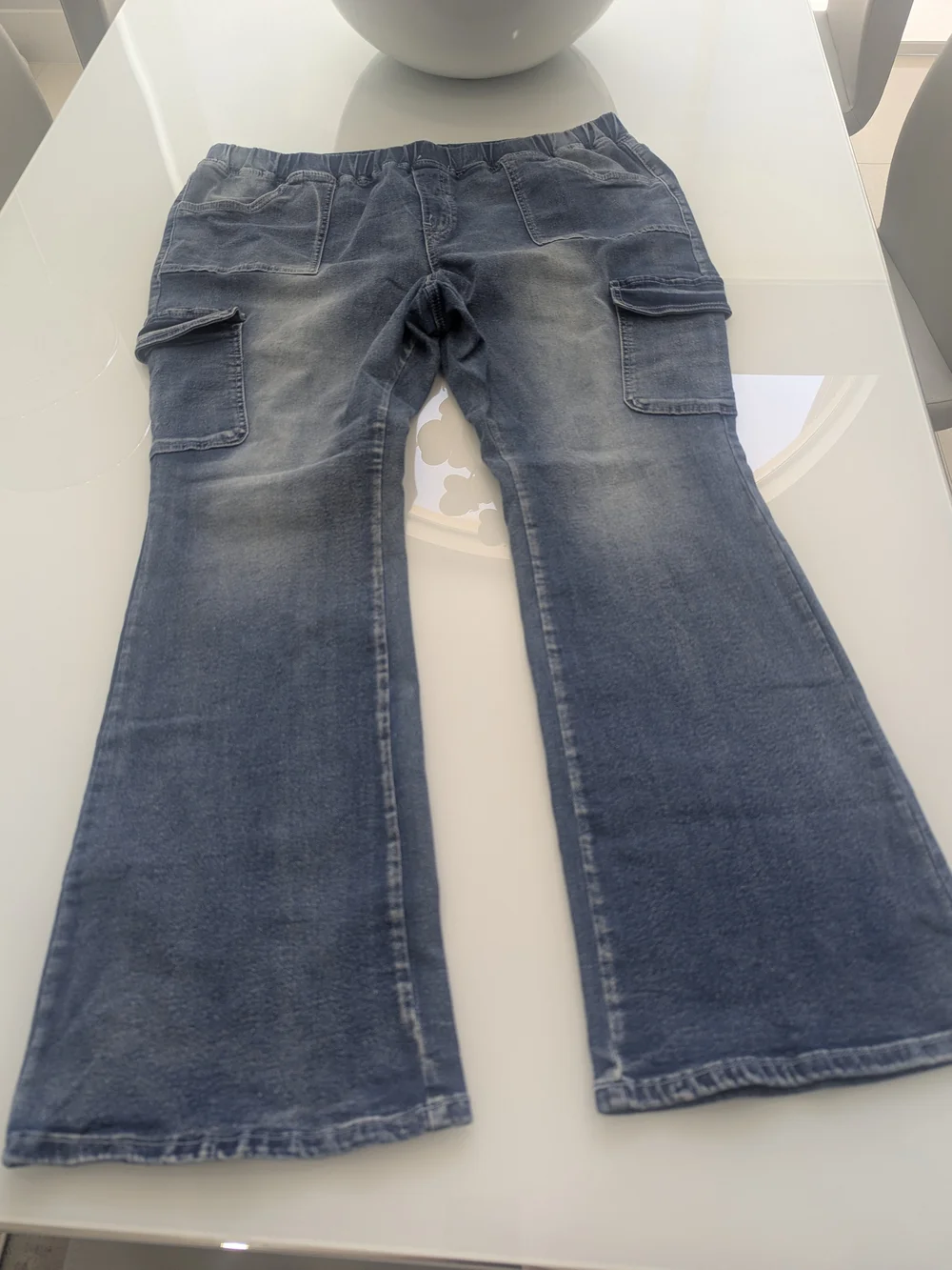 Women’s Blue Cargo Flare Jeans